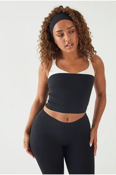 DSGN Studio Sculpt Contrast Vest Top - black