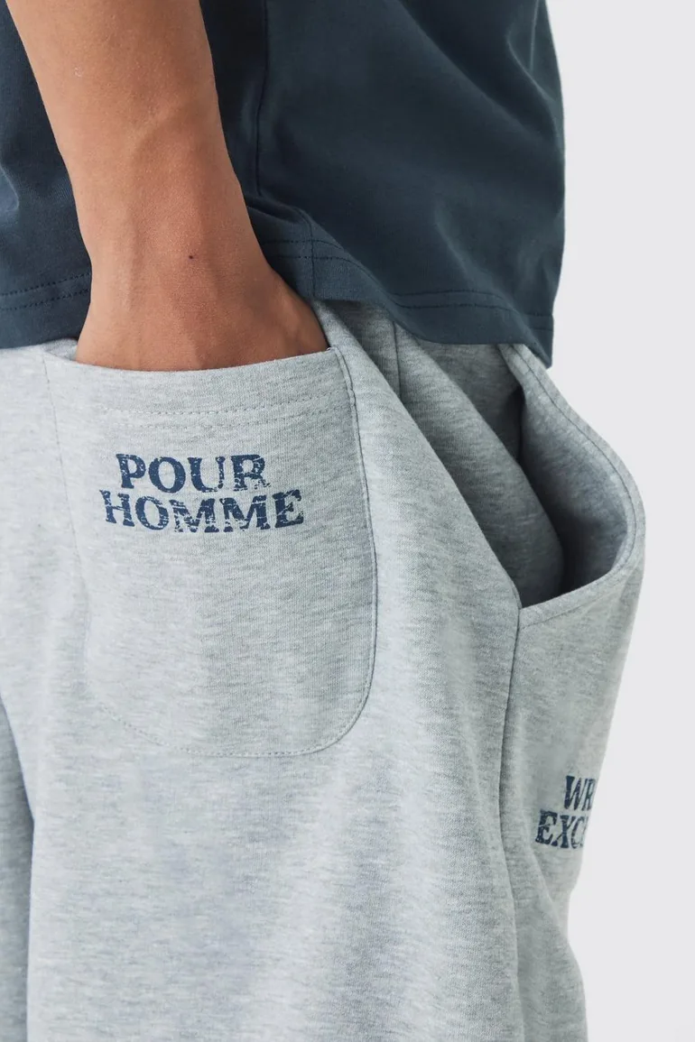 Wide Leg Offcl Print Jogger - grey marl - 2