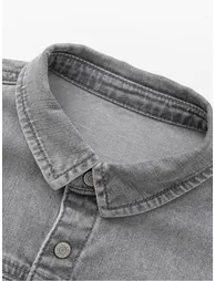 Boys' Layered Denim Plaid Shirt - 2