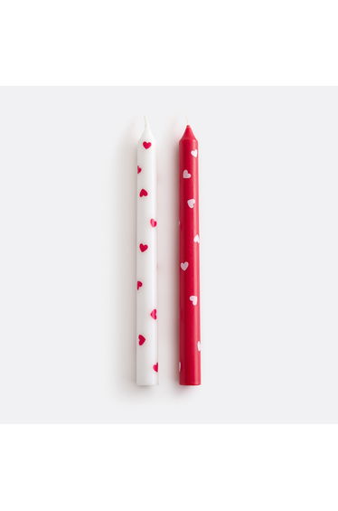 Scacco Candles with Hearts Print in Set of 2