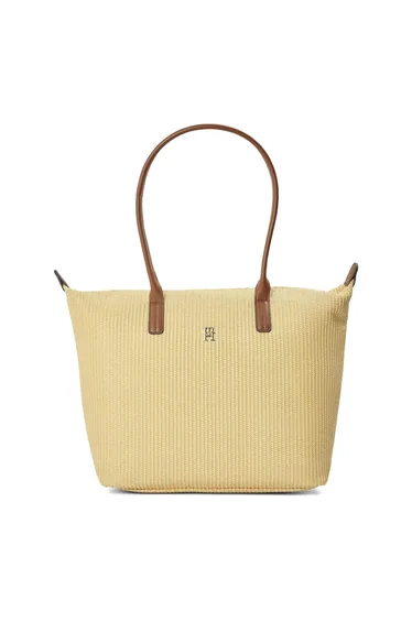 Tommy Hilfiger Popette Monogram Nylon Tote Bag - Natural/Raffia