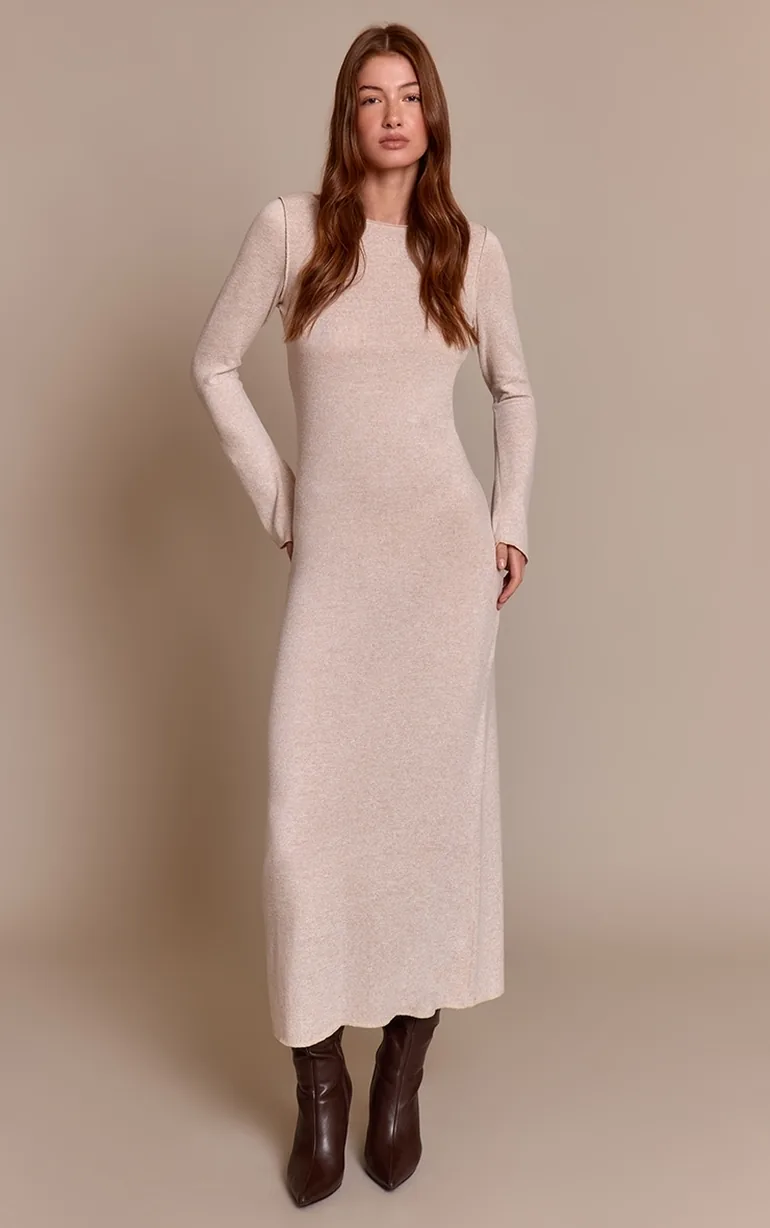 cream jersey maxi dress Maha Maxi Dress in Cream Jersey