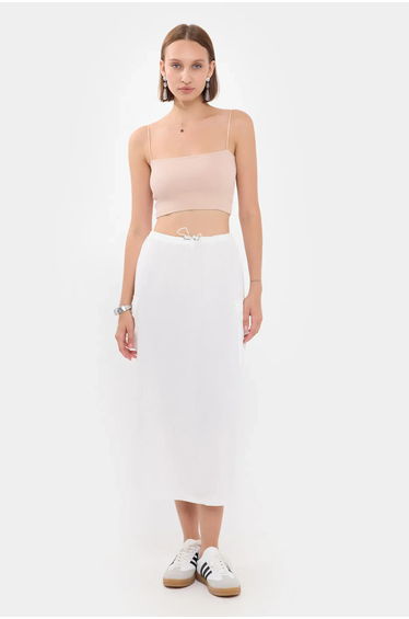 Drawstring Midi Skirt with Pocket Detail
