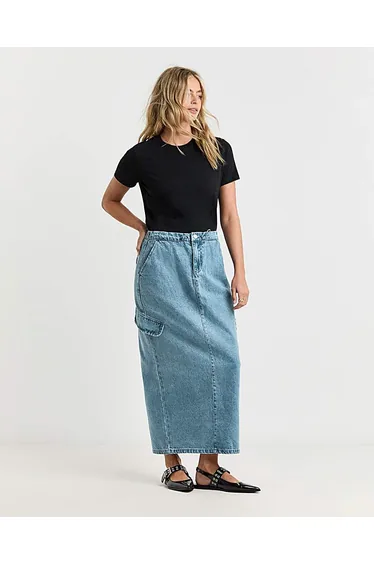 Parachute Denim Maxi Skirt