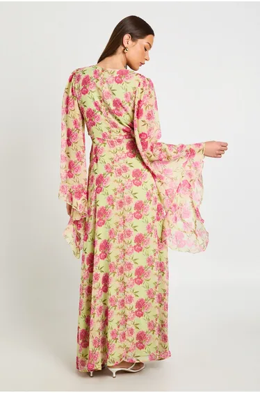 sachin and babi light blue dress Floral Chiffon Maxi Dress: Sleeveless Boho Beach Party
