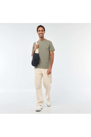 Waffle Knit Short Sleeve T-Shirt GREEN