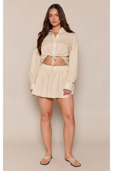 Shape Yellow Multi Striped Pleated Mini Skirt Co-ord
