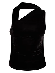 بلوزة مخمل - أسود - 4