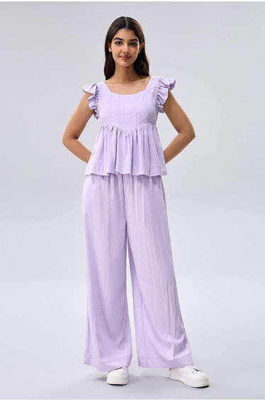 Wide Leg Elastic Waist Trousers