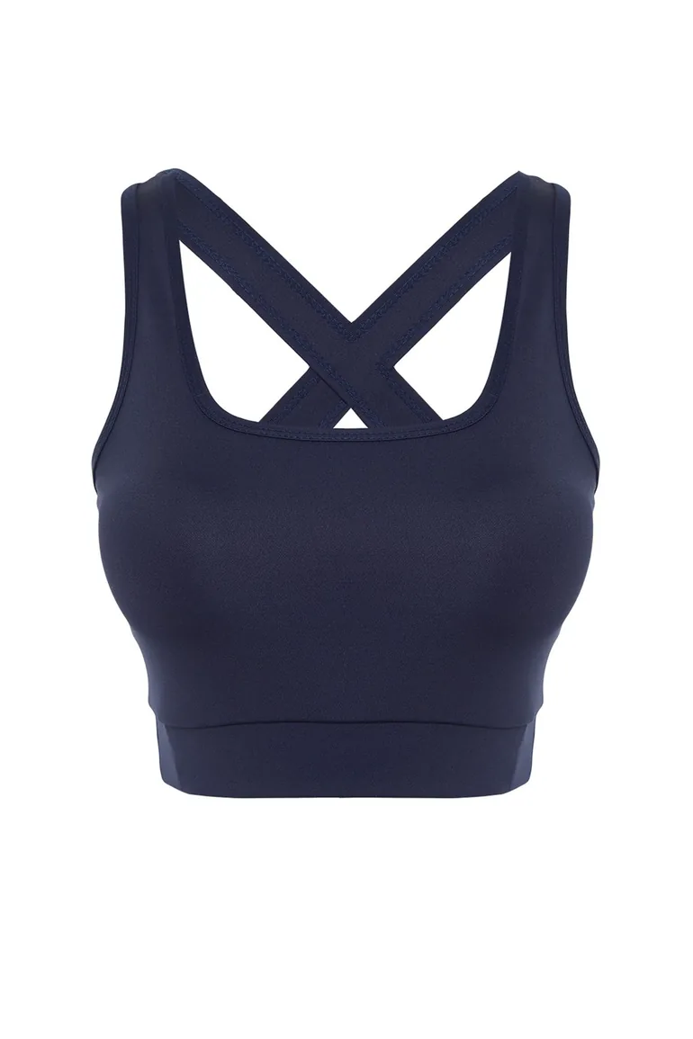 Dark Navy Blue Supported/Shaping Back Detailed Square Neck Sports Bra - 2