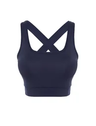 Dark Navy Blue Supported/Shaping Back Detailed Square Neck Sports Bra - 2
