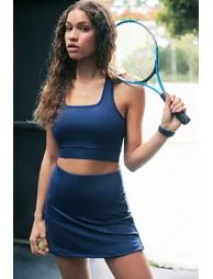 Dark Navy Blue Supported/Shaping Back Detailed Square Neck Sports Bra