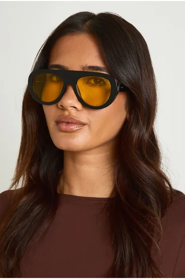 Statement Oversized Aviator Sunglasses - yellow