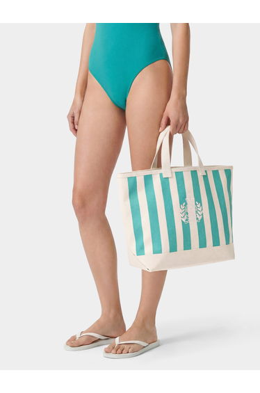 Sporty & Rich Girls NY Crest Beach Tote Bag in Green (37.5cm)