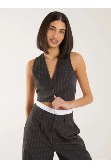 Pinstripe Cropped Waistcoat