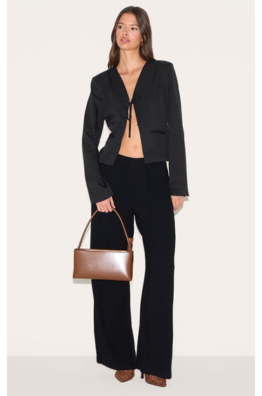 Black Tie Up Boxy Blazer
