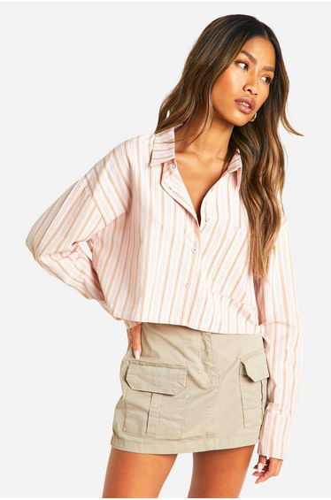 Striped Boxy Crop Shirt