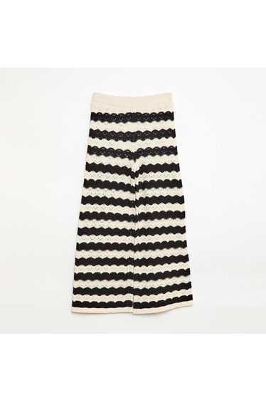 Crochet Flare Leg Trousers BLACK
