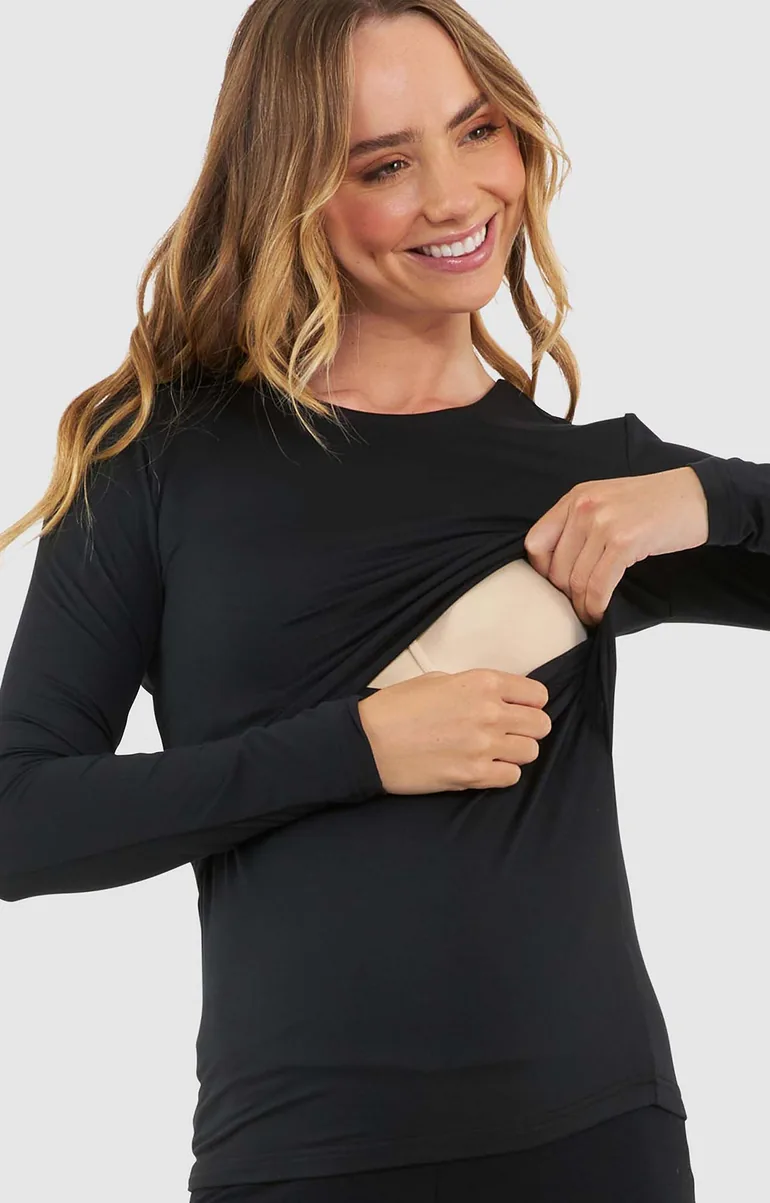 توب أسود بأكمام طويلة - للحوامل - 1