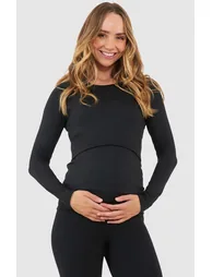 توب أسود بأكمام طويلة - للحوامل