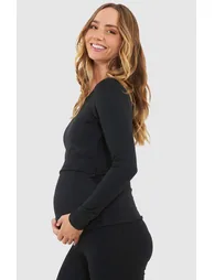 توب أسود بأكمام طويلة - للحوامل - 2