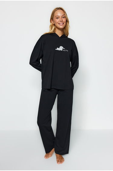 Pajama Set - Black - Plain