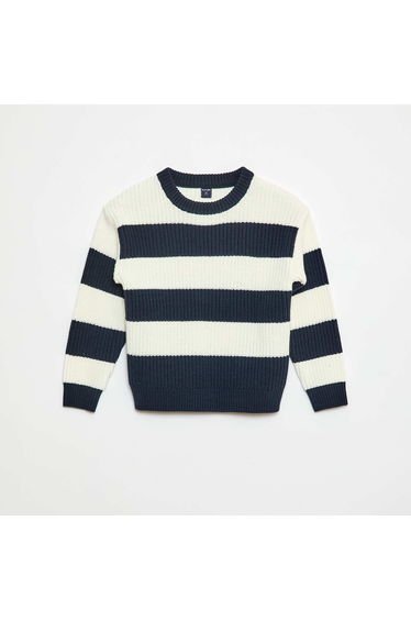 Color Block Knitted Sweater BLUE