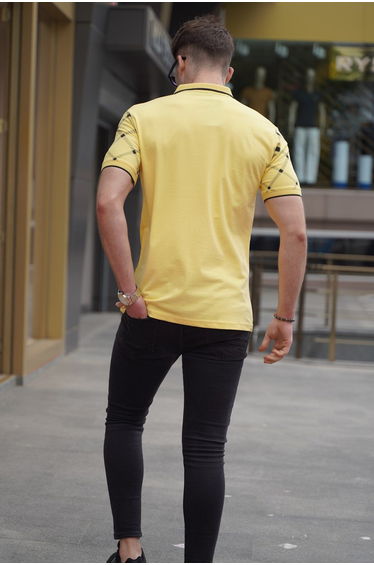 Men's Yellow Buttoned Polo Neck T-Shirt