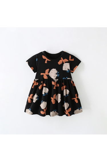 Toddler Kid Black Graffiti Flower Dress