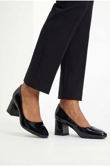 Good For the Sole: Bea Faux Patent Leather Medium Block Heel Court Shoes