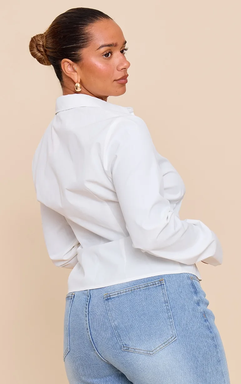 Shape White Cinched Waist Shirt - 1