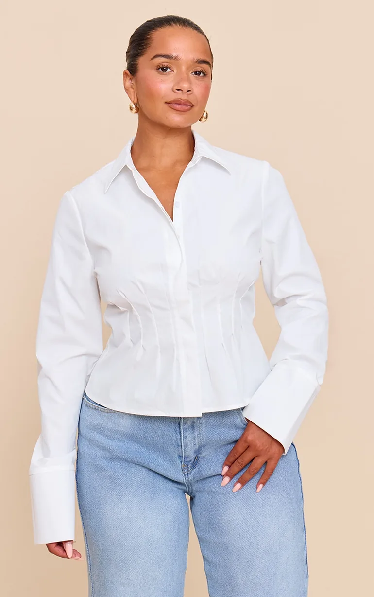 Shape White Cinched Waist Shirt