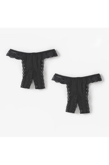 Pack of 2 Lace-Trimmed Open Crotch Peekaboo Briefs
