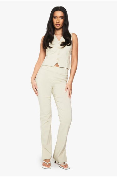 Bengaline Slim Flare Trousers - ecru