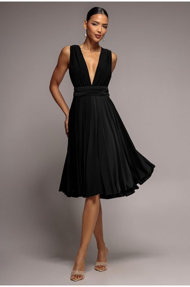 Soft Touch Multi Way Open Back Midi Dress - Black by Goddiva