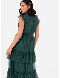 Anaya With Love Recycled Emerald Green Short Sleeve V Neck Maxi Dress - 4