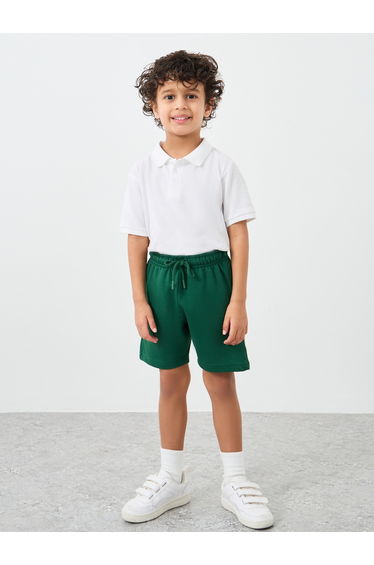 Boys White Solid Cotton Polo T-Shirt