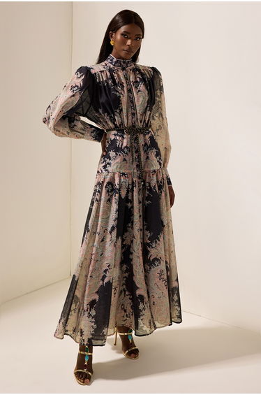 Joséphine Paisley Print Maxi Dress With Belt