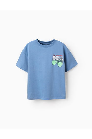 Cotton T-Shirt With Hulk Prints For Boys, Blue