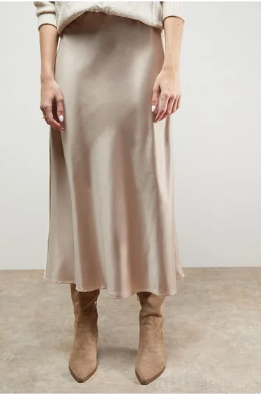 Bias Cut Satin Skirt