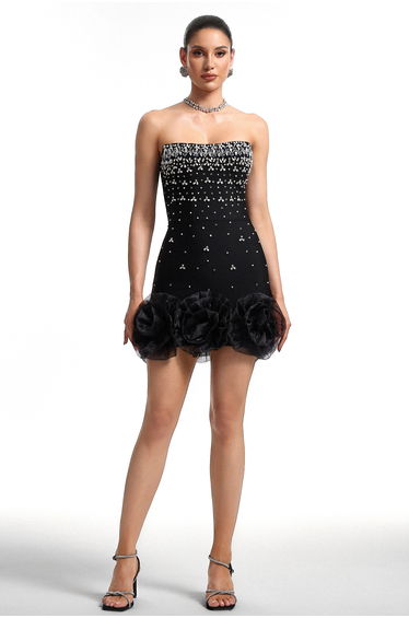 Suri Strapless Rhinestone Bandage Mini Dress