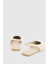 Croc High Cut Slingback Pointed Flats - ecru - 3