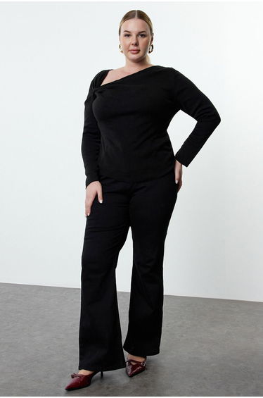 Black Smock Detailed Fine Knitwear Sweater