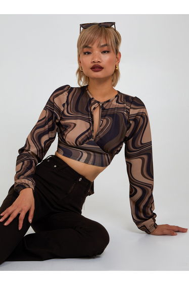 REFRESHED - Open Back Marble Print Top