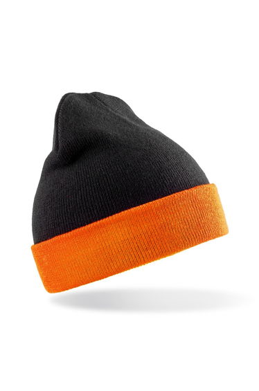 Result Genuine Recycled Black Compass Beanie - Black/Orange
