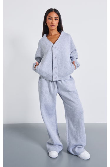 Petite Grey Marl Button Up Sweatshirt
