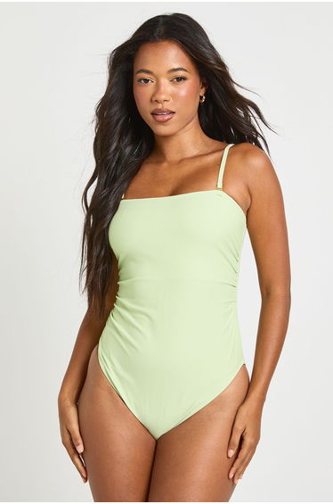 Essentials Detachable Strap Bandeau Swimsuit - pistachio