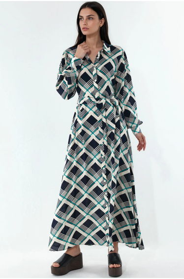BDART Plaid Midi Shirt Dress with Button Closure