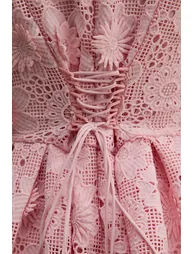Dreamy Date Pink Floral Lace Pearl Trim Top & Pleated Skirt Set - 7