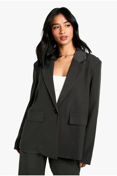 Petite Oversized Blazer - charcoal
